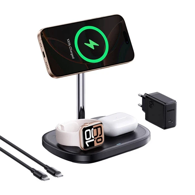 Зарядний пристрій бездротовий BASEUS EnerFill FS41 3в1 Wireless Charging Stand P10281904123-01 Black - фото 2 Зарядний пристрій бездротовий BASEUS EnerFill FS41 3в1 Wireless Charging Stand P10281904123-01 Black - фото 2