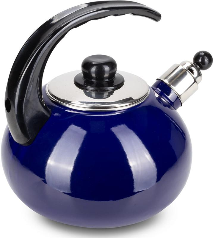 Чайник емальований Kamille Boiling Water зі свистком 2,5 л Синій глянцевий - фото 3 Чайник емальований Kamille Boiling Water зі свистком 2,5 л Синій глянцевий - фото 3