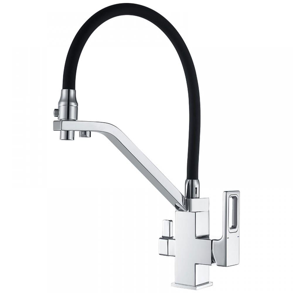 Змішувач для кухні KOER KB-72009-01 з виходом для питної води Хром/Чорний (25281842) Змішувач для кухні KOER KB-72009-01 з виходом для питної води Хром/Чорний (25281842)