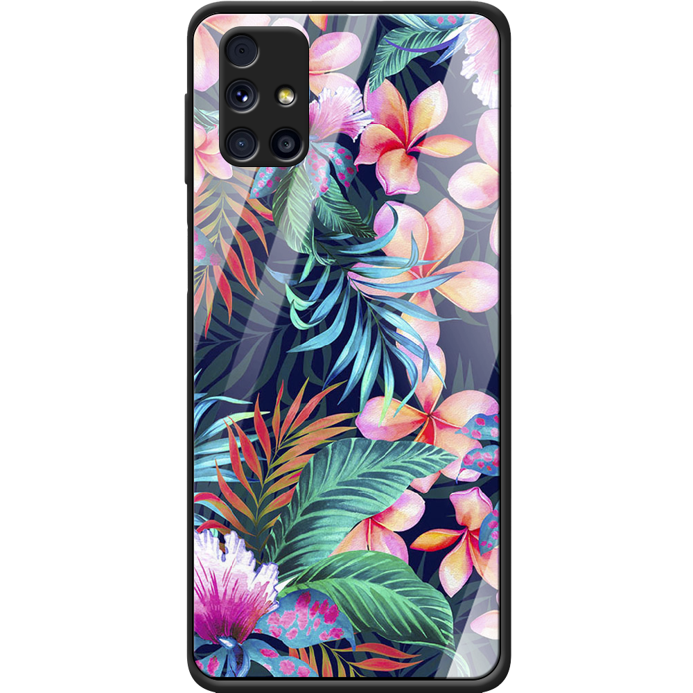 Чехол Boxface Samsung M317 Galaxy M31s flowers in the tropics Черный силикон со стеклом (40942-up1971-41115)