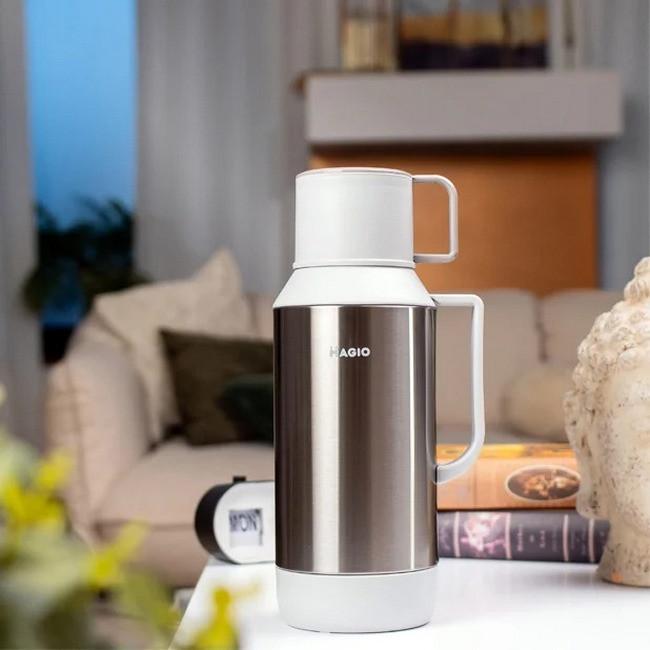 Термос со стеклянной колбой Magio MG-1052S 1,8 л White (iz15404) - фото 3