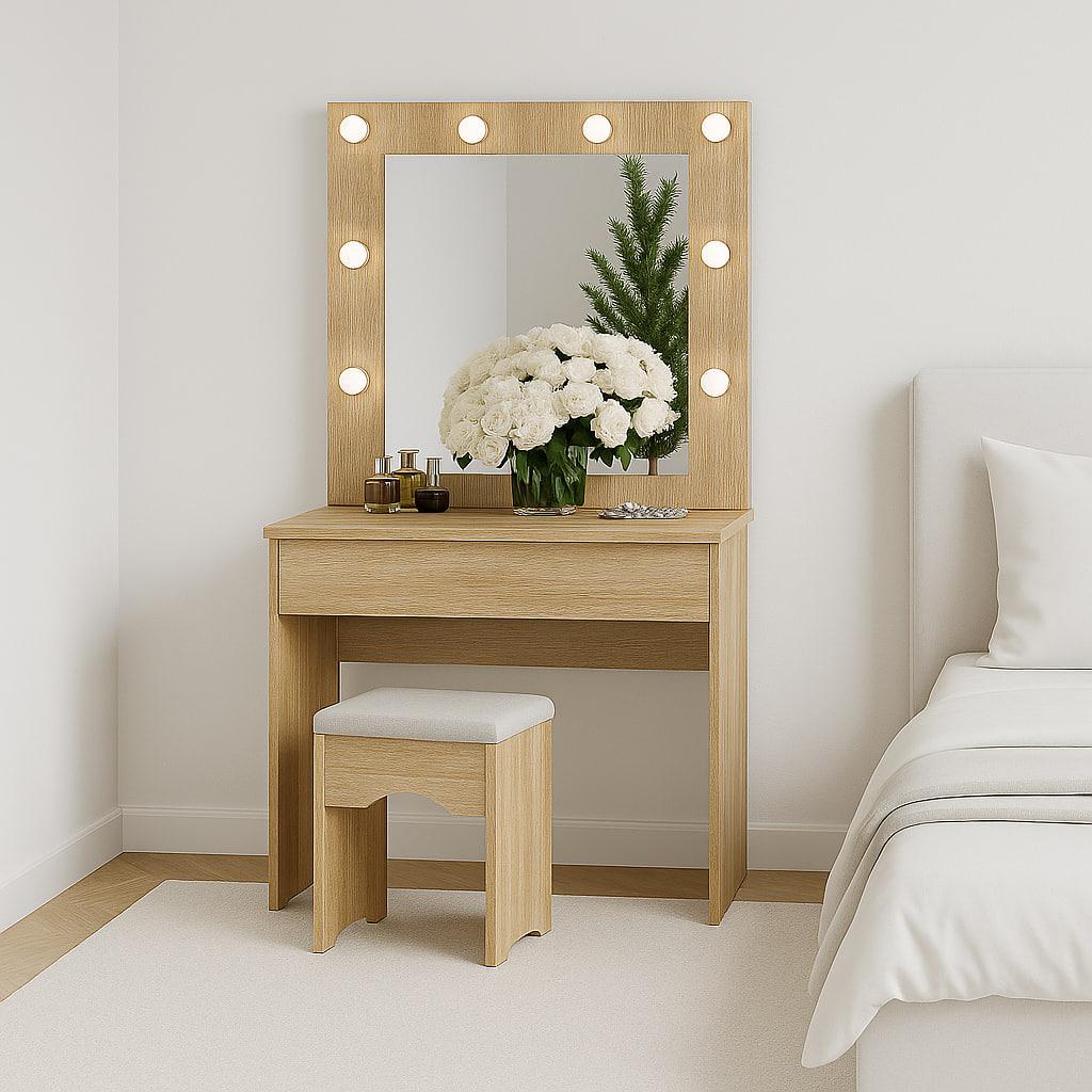 Туалетный столик New and Classic с квадратным зеркалом 1600х800х400 мм Дуб сонома (ТЗ-Лайт 1-11) - фото 1 Туалетный столик New and Classic с квадратным зеркалом 1600х800х400 мм Дуб сонома (ТЗ-Лайт 1-11) - фото 1