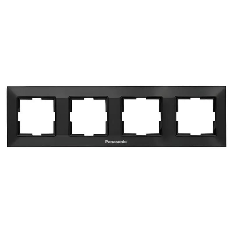 Рамка для розеток четырехместная Panasonic Arkedia Slim ABS горизонтальная Черный (WNTF08042B UA1) - фото 1