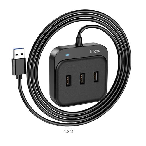 Хаб-USB Hoco Easy 4-in-1 converter 5 Вт 4 USB 1,2 м Чорний - фото 5