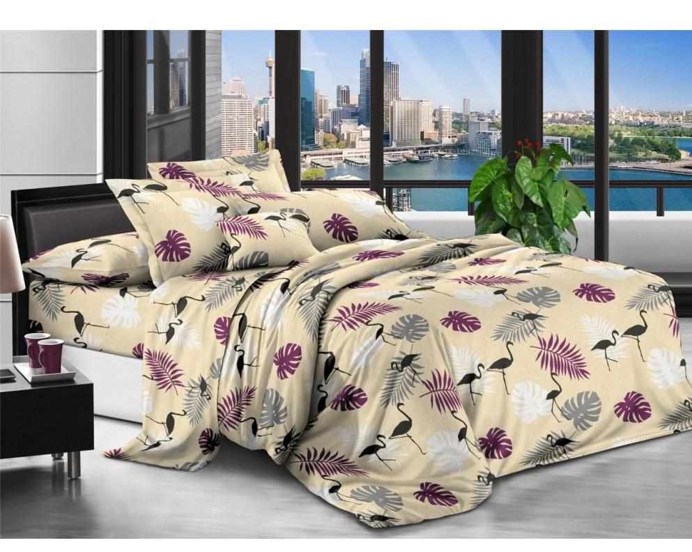Комплект постельного белья Vital-Textile Бязь 3D Premium двуспальный 180х220 см Белый/Серый/Фиолетовый (BP2-120)