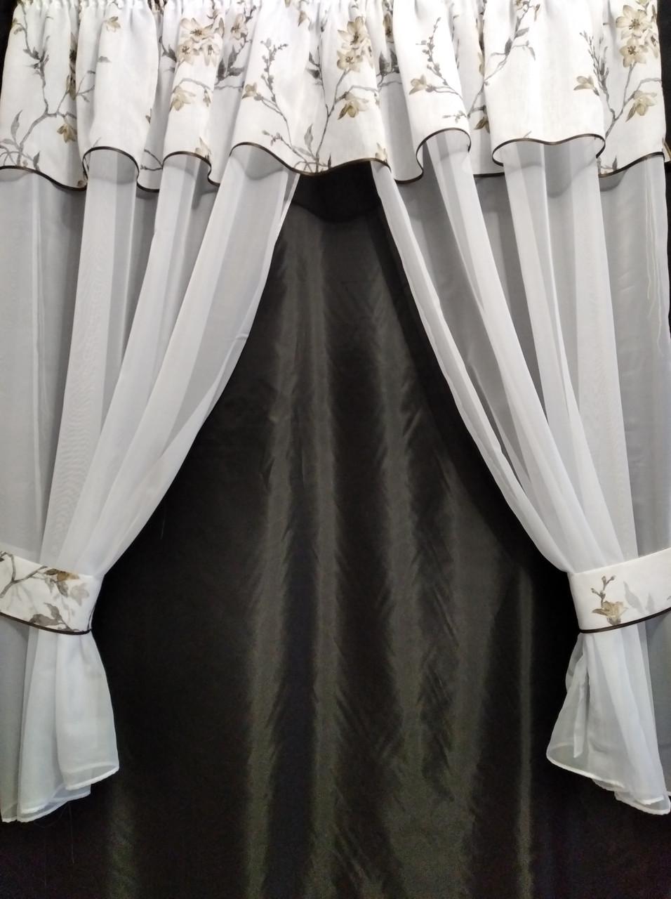 Фіранка з ламбрекеном і підхватами 3х1,65 м Білий - фото 1