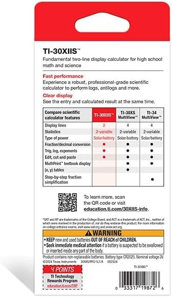 Калькулятор научный Texas Instruments TI-30XIIS Scientific Calculator - фото 6 Калькулятор научный Texas Instruments TI-30XIIS Scientific Calculator - фото 6
