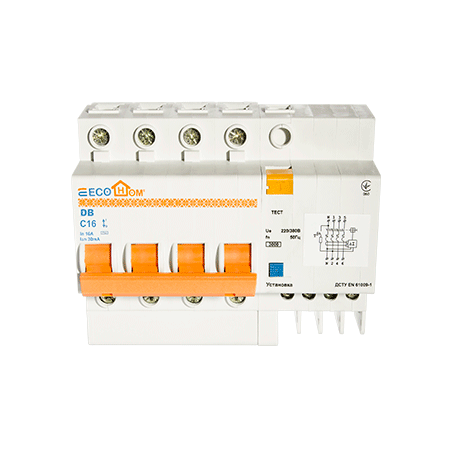 Дифференциальный выключатель АСКО НОМЕ 4P 16A 30 мА C тип AC (ECO030020001)