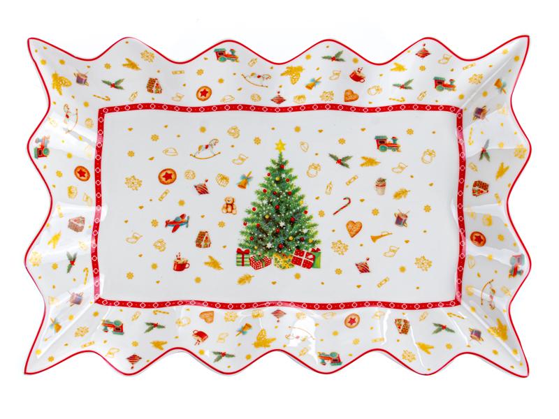 Блюдо Christmas delight фарфоровое с новогодним орнаментом 36 см (985-114)