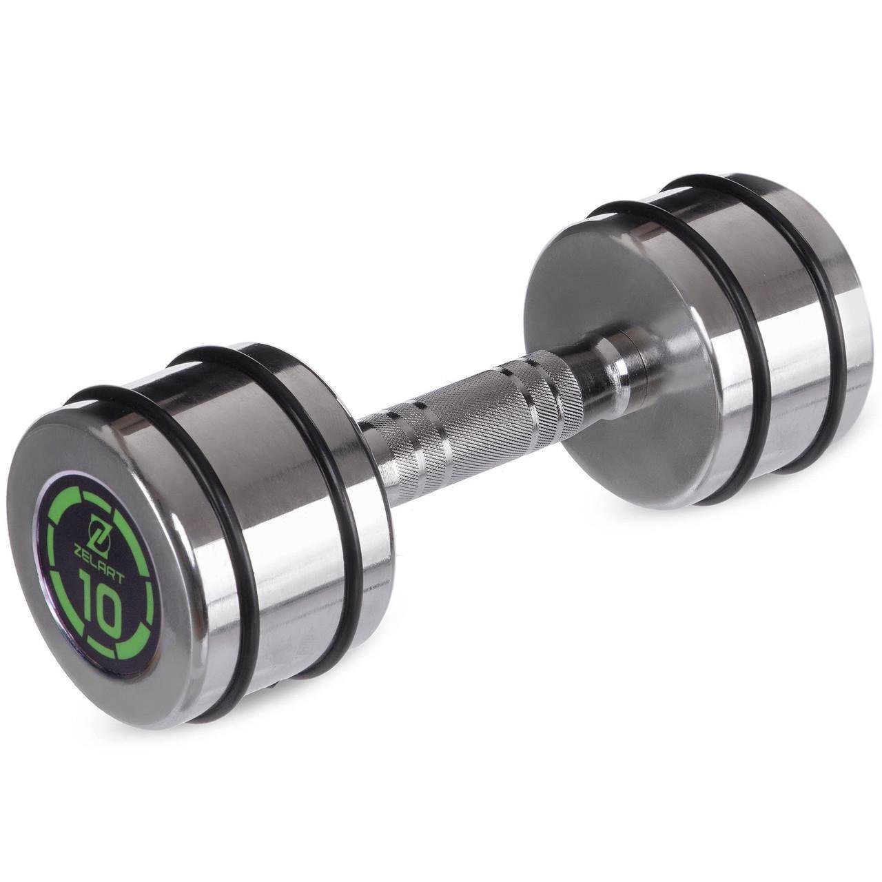 Гантель цельная Zelart FI-2622-10 стальная хромированная 10 кг (2532858568)