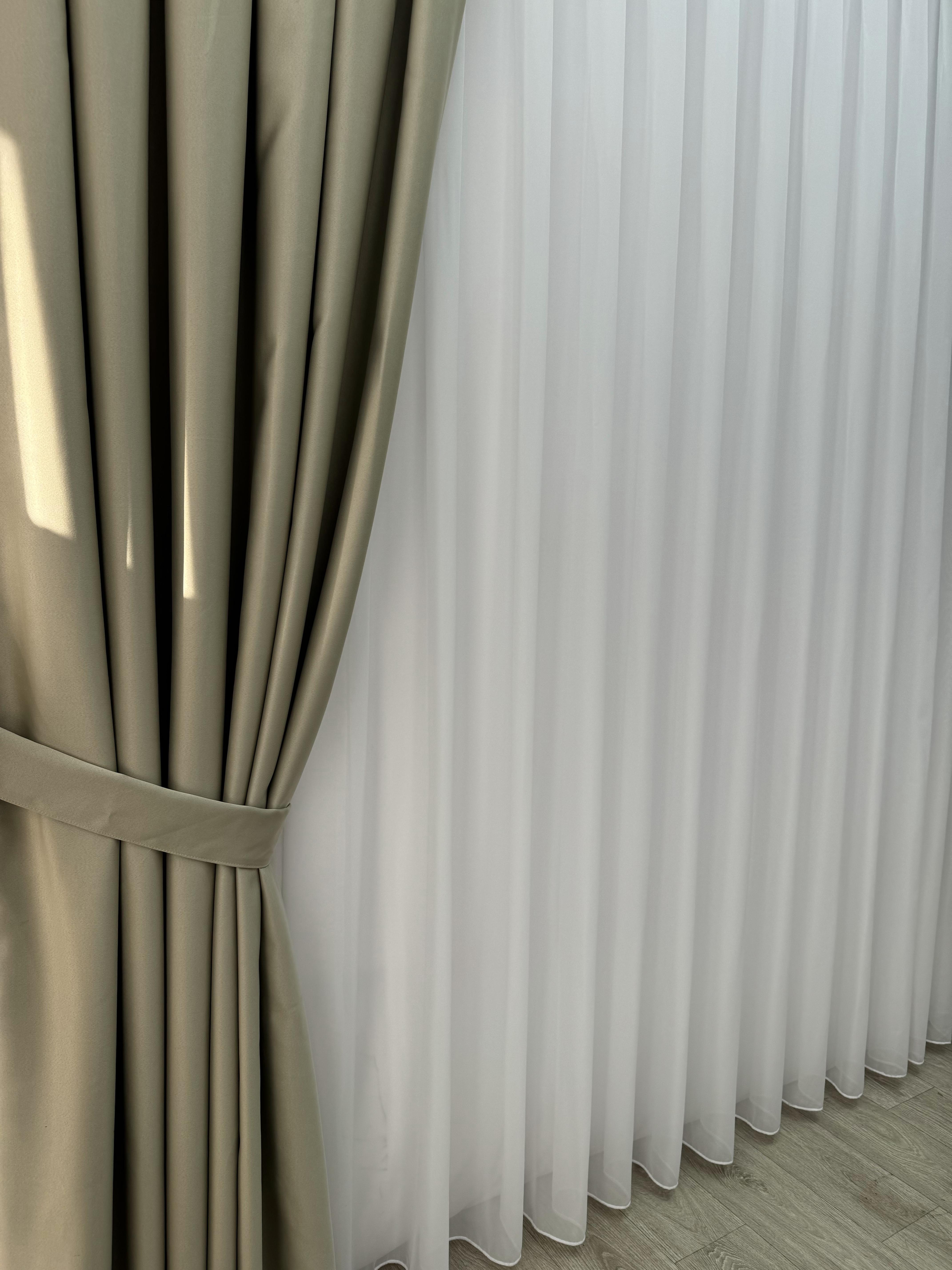 Штора блекаут на тесьме 6 см 300х260 см Серо-бежевый (11909277) - фото 8