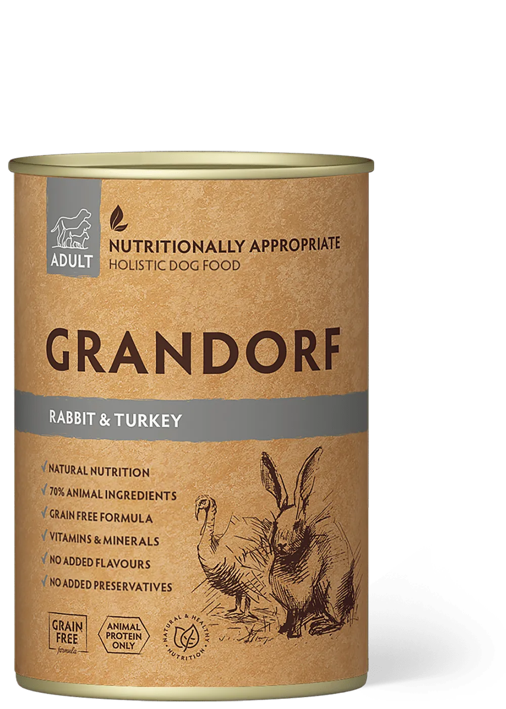 Корм влажный для взрослых собак Grandorf Dog Rabbit&Turkey с кроликом и индейкой 400 г - фото 1