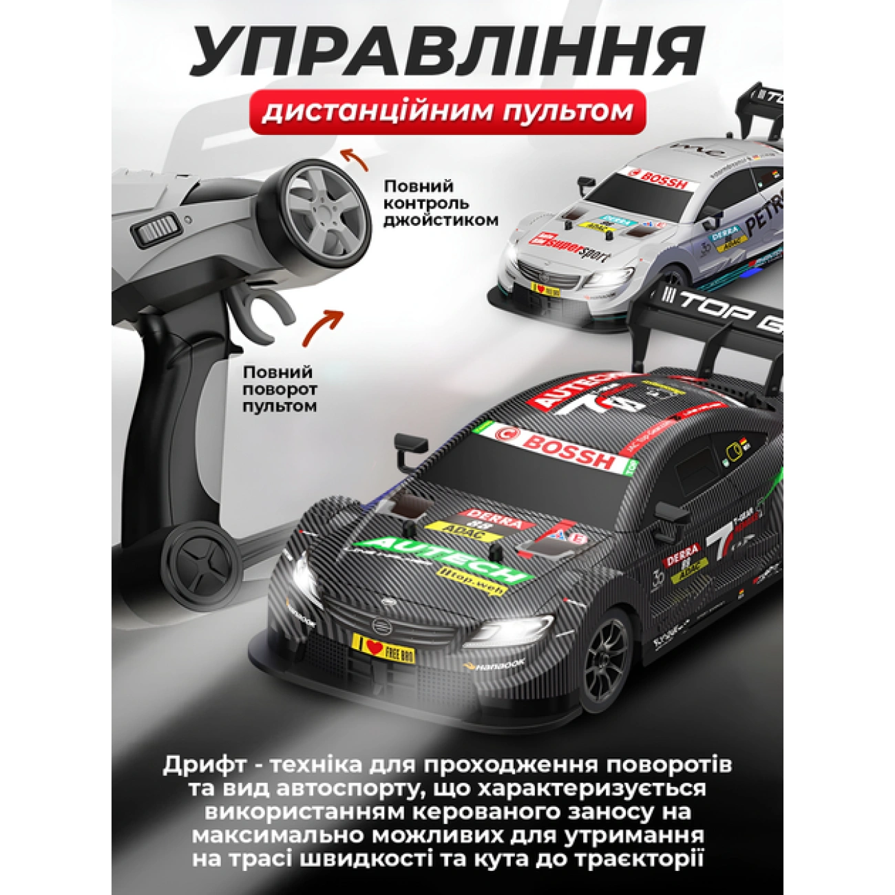 Радиоуправляемая дрифт-машина DC199A с LED-подсветкой пультом 2.4G до 30 км/ч (29041629) - фото 3 Радиоуправляемая дрифт-машина DC199A с LED-подсветкой пультом 2.4G до 30 км/ч (29041629) - фото 3