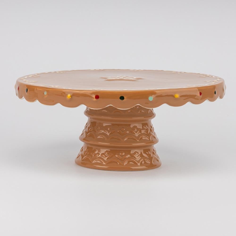 Тортівниця керамічна Новорічний пряник 25,5 см (6036-001)