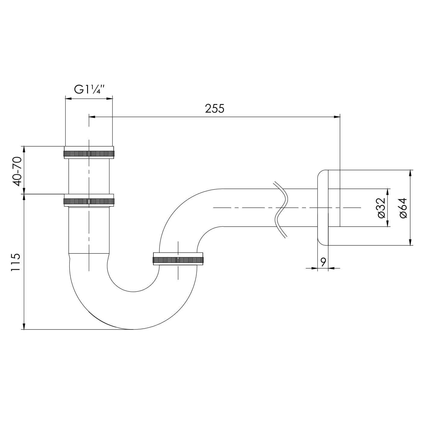 Сифон для умивальника Imprese 1 1/4" трубний латунь Хром (SBP000000132) - фото 2