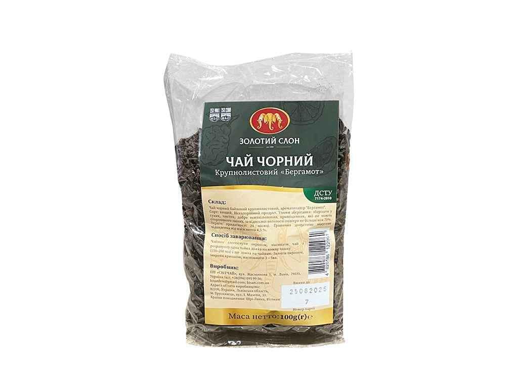 Чай фасованный черный Золотой Слон Бергамот крупнолистовой 100 г (963369)