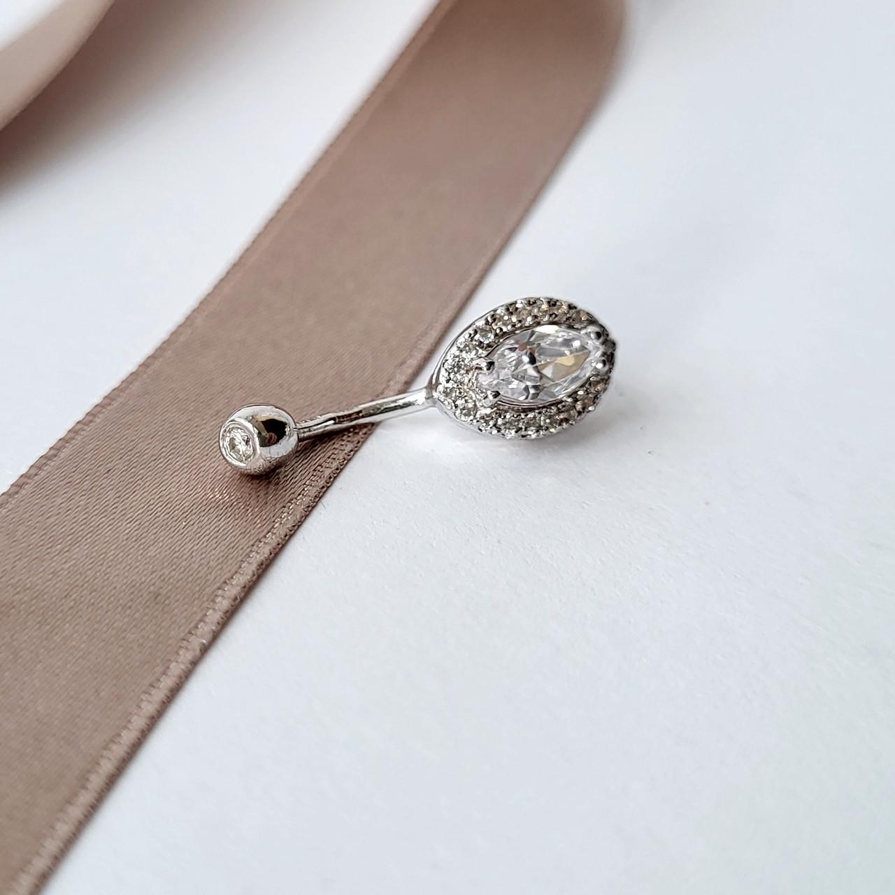 Пирсинг в пупок Маркиз с белыми камнями серебро 925 пробы 1,60 г (607434р) - фото 6 Пирсинг в пупок Маркиз с белыми камнями серебро 925 пробы 1,60 г (607434р) - фото 6