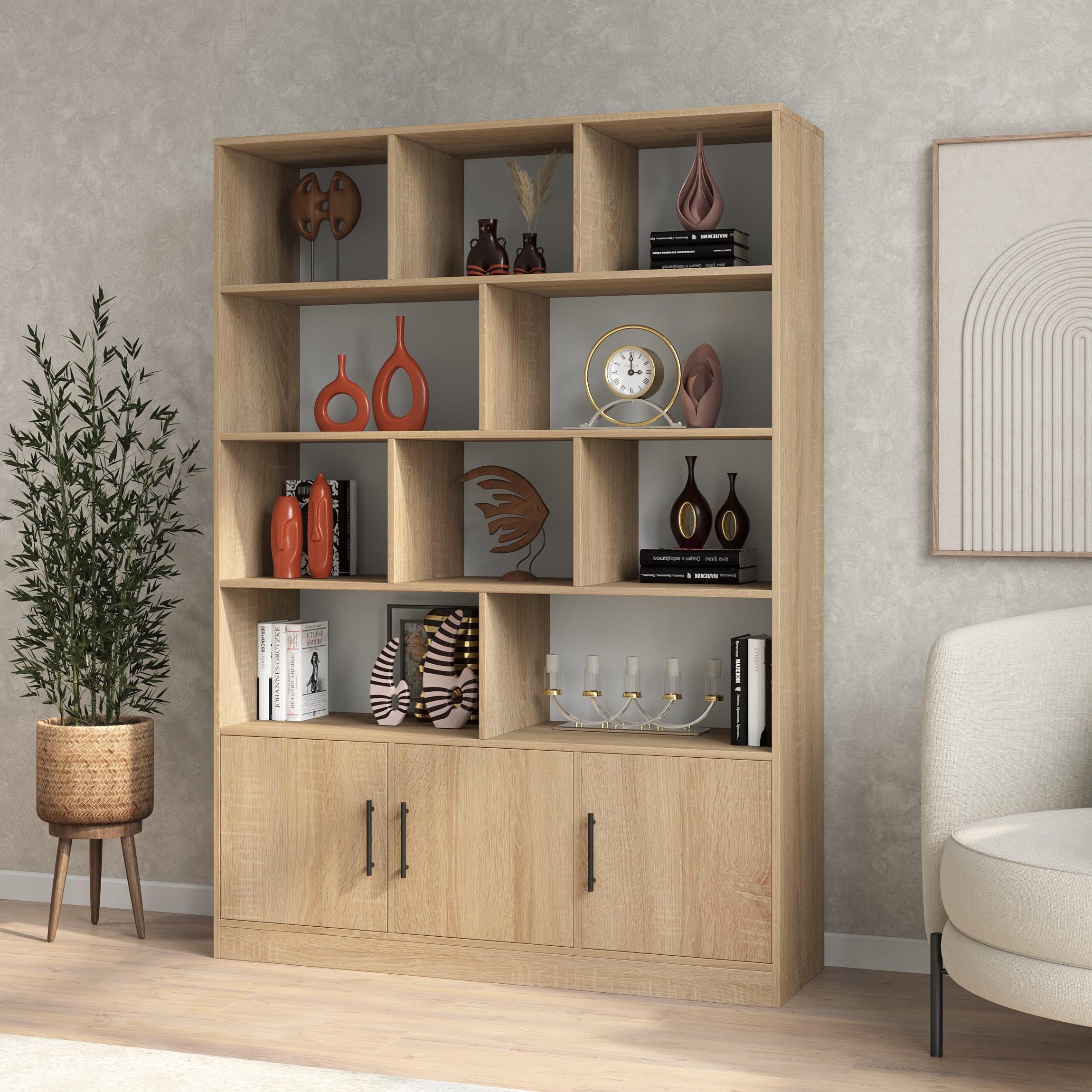 Шкаф-стеллаж на 3 дверки с открытыми полками Дуб Сонома (380758)