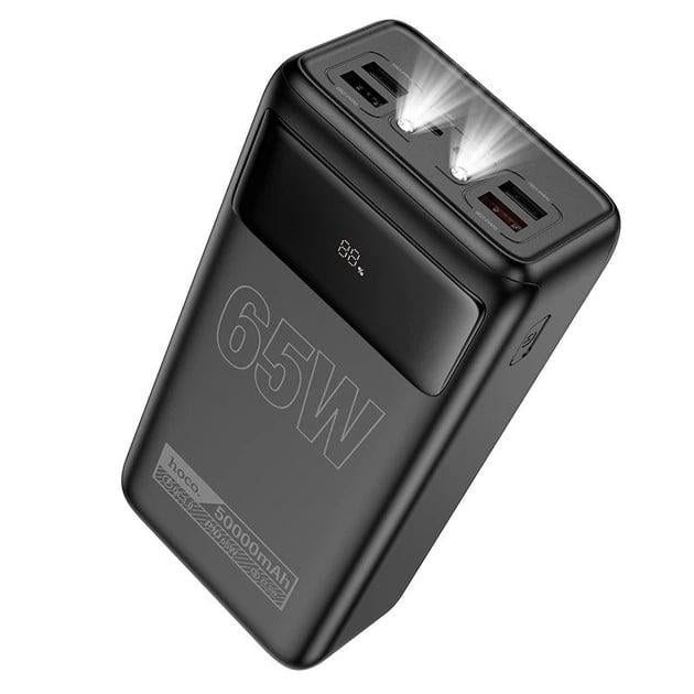 Повербанк для ноутбука Hoco DB81A 50000 mAh 65W 4 USB/2 Type-C с быстрой зарядкой и фонариком Black (000544)