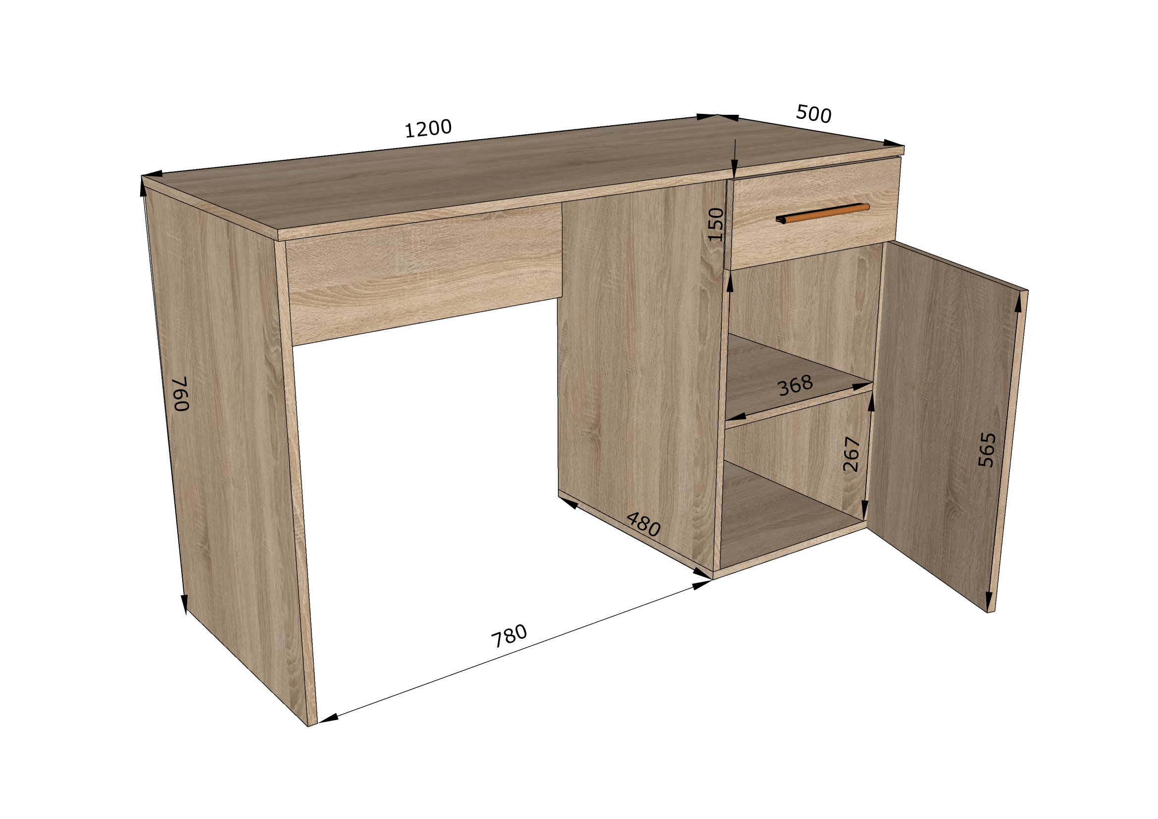 Письменный стол Moreli S-3 1200x760x500 мм Венге магия - фото 2