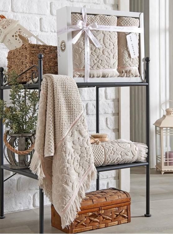 Набор полотенец с бахромой 2 шт. Бежевый (70360) - фото 2 Набор полотенец с бахромой 2 шт. Бежевый (70360) - фото 2