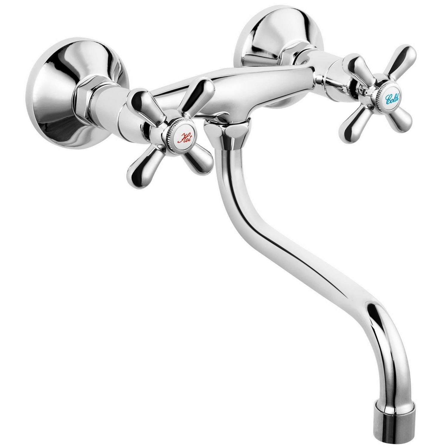 Смеситель для кухни Ferro Retro XD5 настенный двухвентильный Хром (247106)