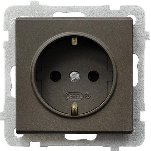 Розетка одинарная Ospel Sonata с заземлением без рамки Шоколад (29319374)