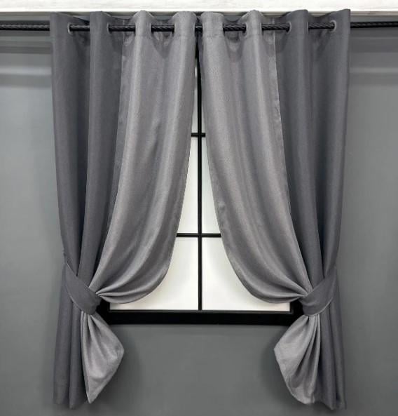 Шторы на люверсах блекаут/лен 1,3х1,7 м 2 шт. Серый/Светло-серый (032дк 37-0234)