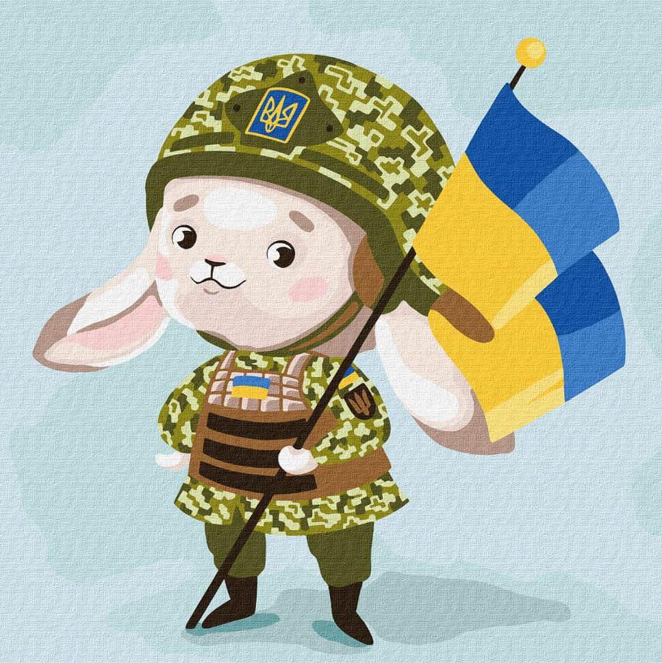 Картина по номерам Идейка КН2402 Зайчик-защитник 30х30 см (L067462)