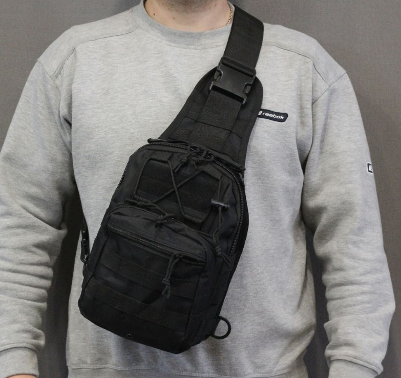 Сумка через плечо с системой MOLLE водоотталкивающая 30x22x11 см Черный (2479518646)