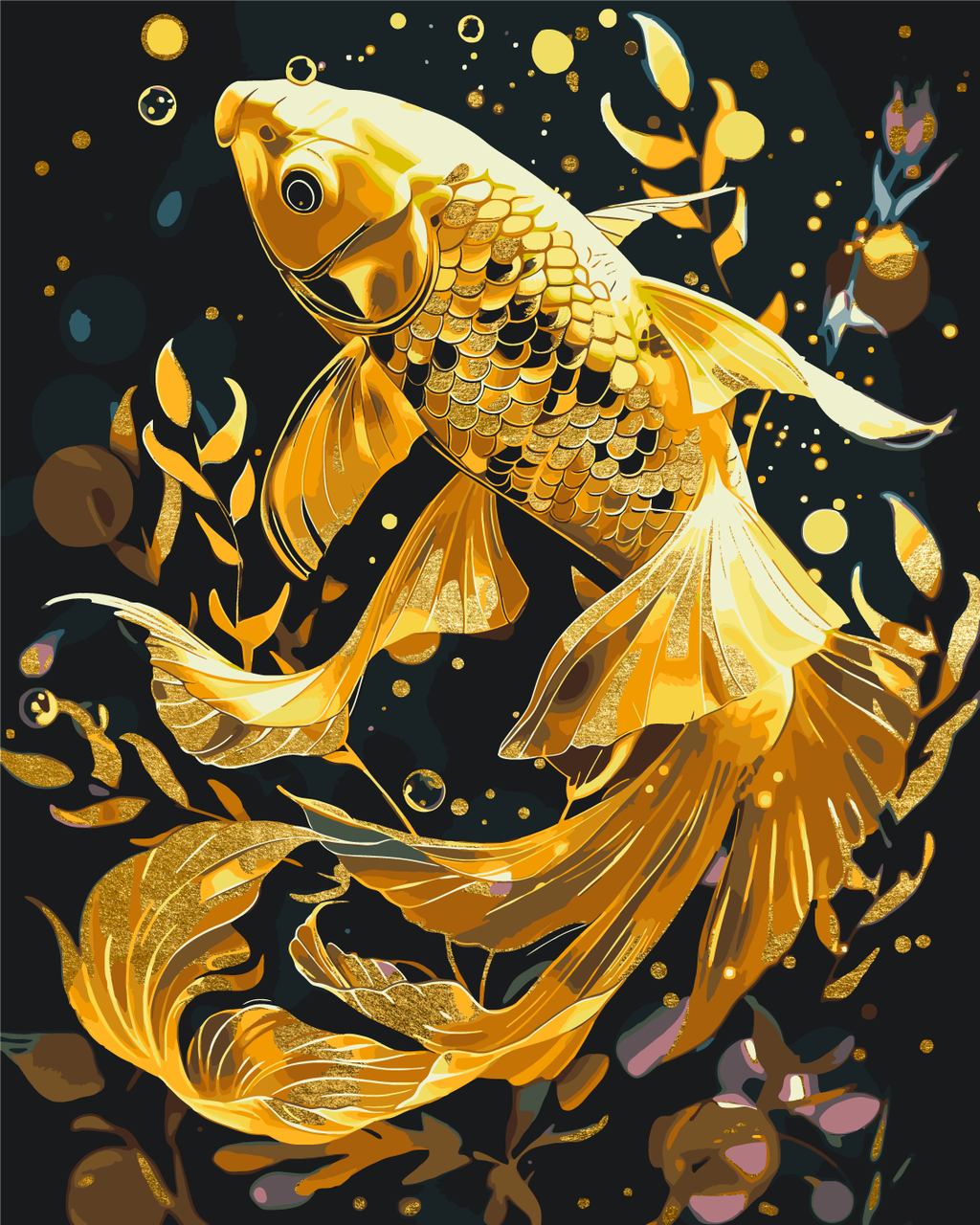 Картина за номерами ORIGAMI Тварини Золота рибка з фарбами металік 40х50 см (LW9670)