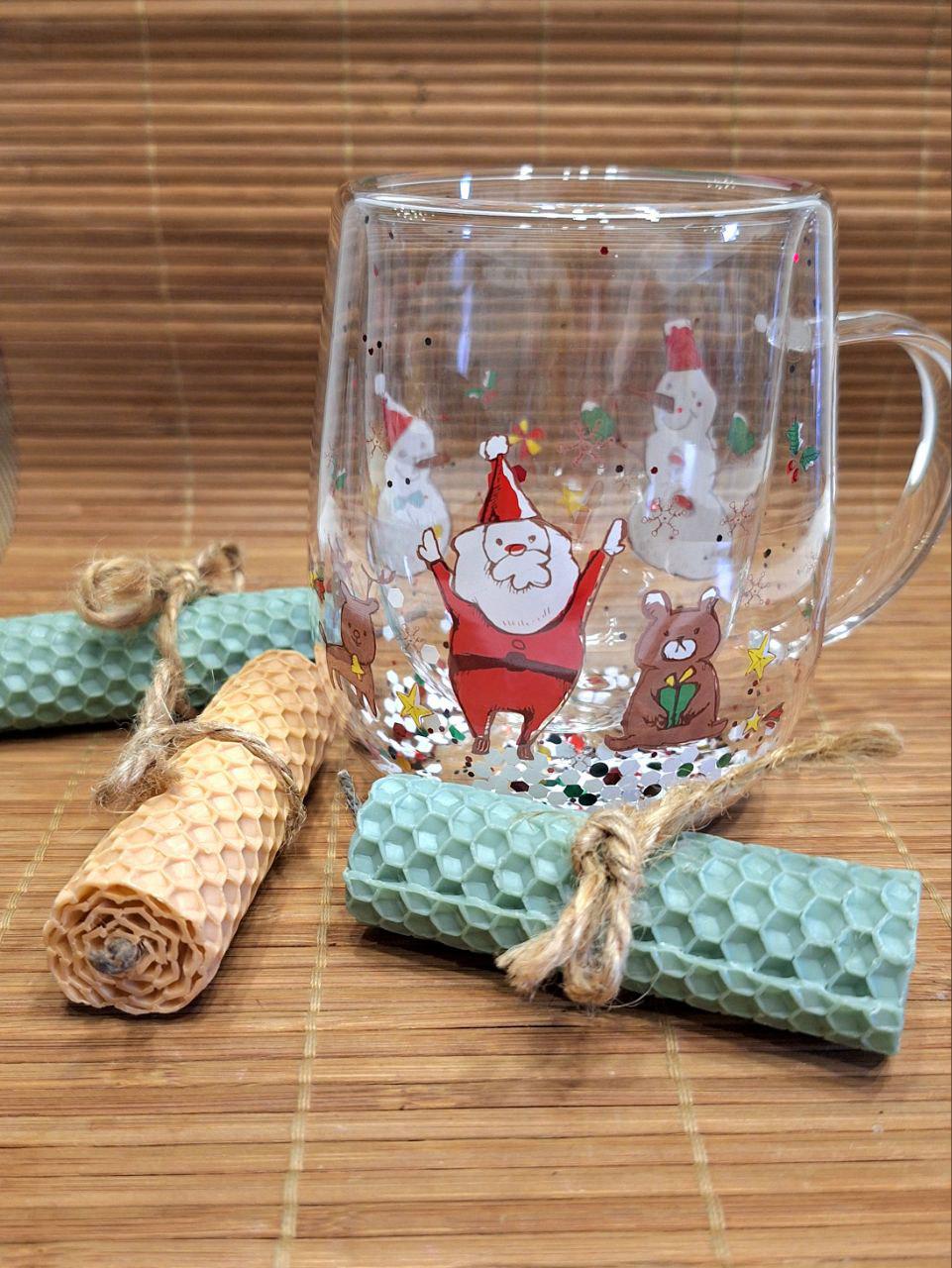 Кружка з подвійного скла Новорічна-2 300 мл (1748) - фото 3 Кружка з подвійного скла Новорічна-2 300 мл (1748) - фото 3