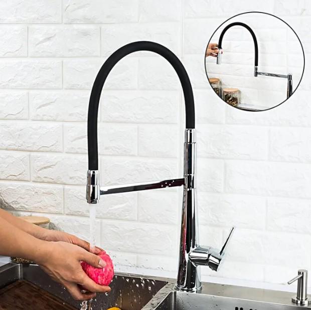 Змішувач для кухні з гнучким зливом Gappo G4398-15 Чорний/Хром - фото 2 Змішувач для кухні з гнучким зливом Gappo G4398-15 Чорний/Хром - фото 2