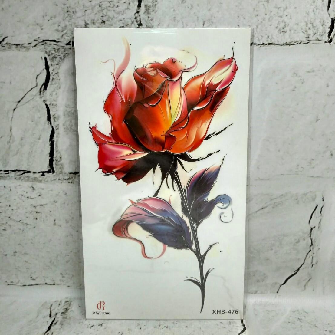 Тату временное Троянда лист 11,5x21 см (XHB-476)