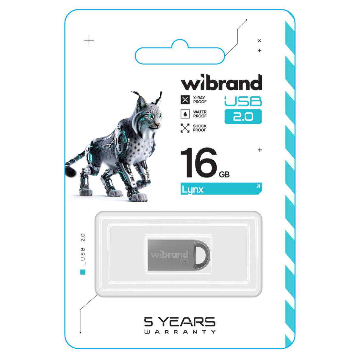 Флеш-пам'ять USB Wibrand WI2.0/LY16M2S Lynx 16 Гб Silver - фото 2