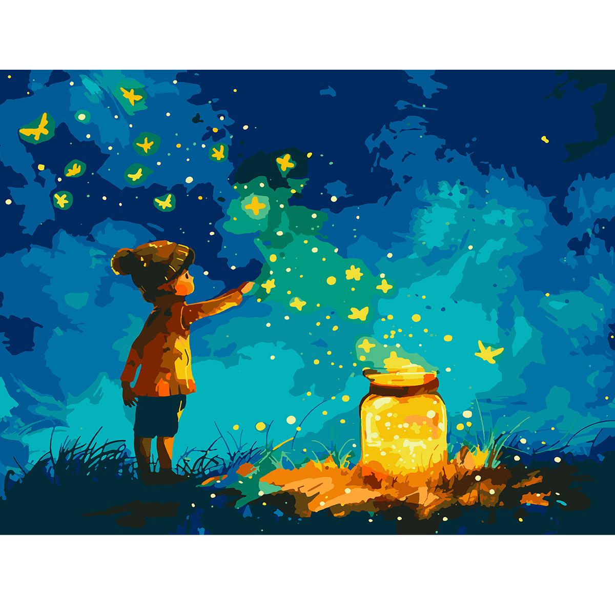 Картина по номерам Santi Мальчик и светлячки 40x50 см с LED подсветкой (Top-955096)