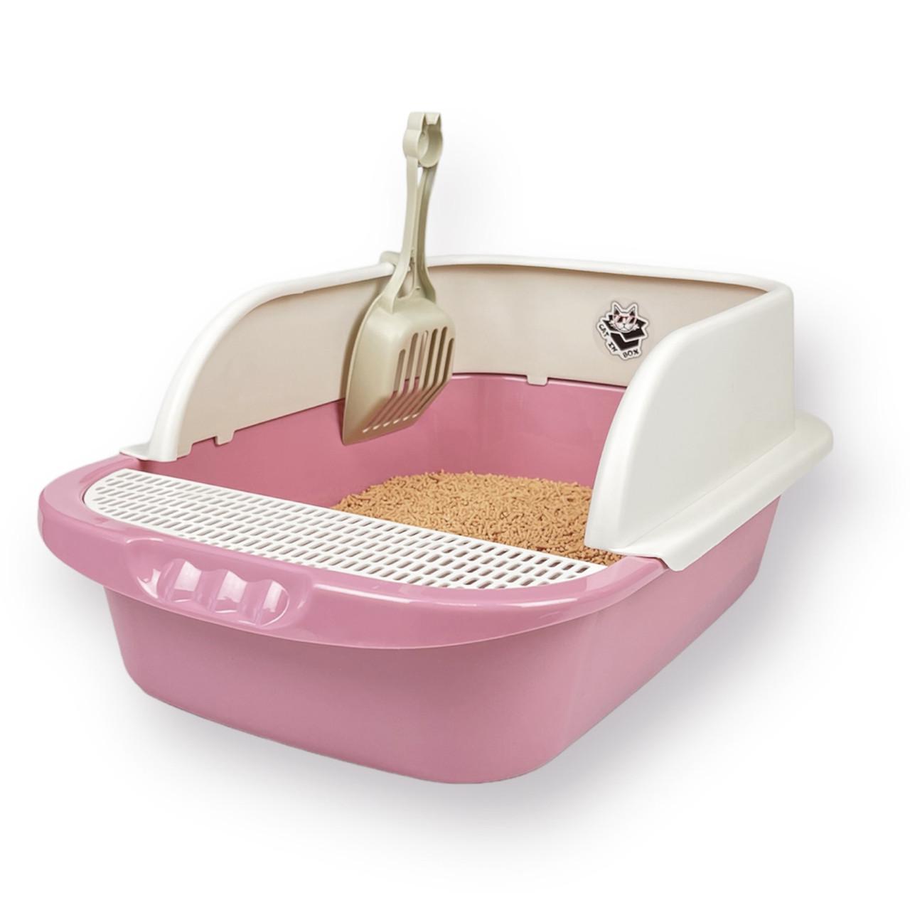 Лоток для котов CAT IN BOX с лопаткой 52х36х21,5 см Розовый (18553456) - фото 3