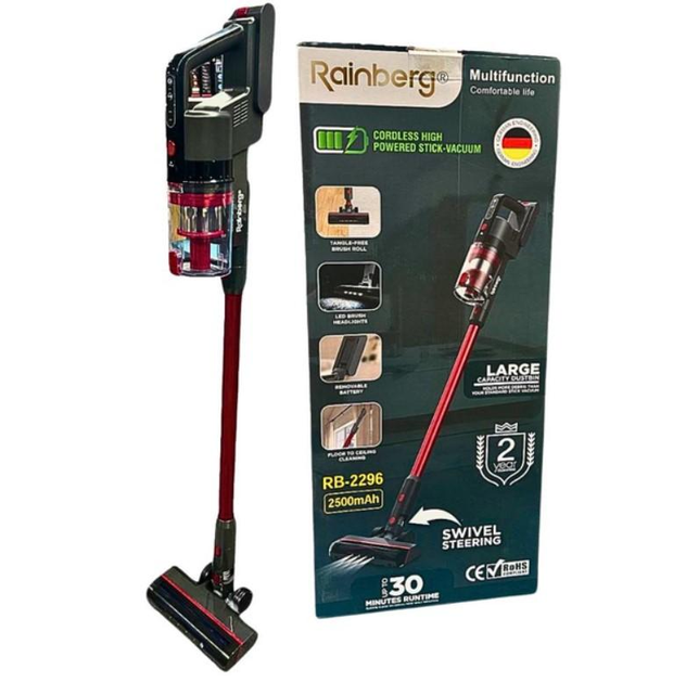 Пилосос акумуляторний Rainberg RB-2296 вертикальний HEPA фільтр 0,5 л 3 насадки 2500 Вт (ML-05085) - фото 2