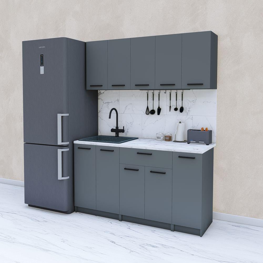 Кухня готовая 1,5 м 150 см Графит (МП45б) - фото 1 Кухня готовая 1,5 м 150 см Графит (МП45б) - фото 1