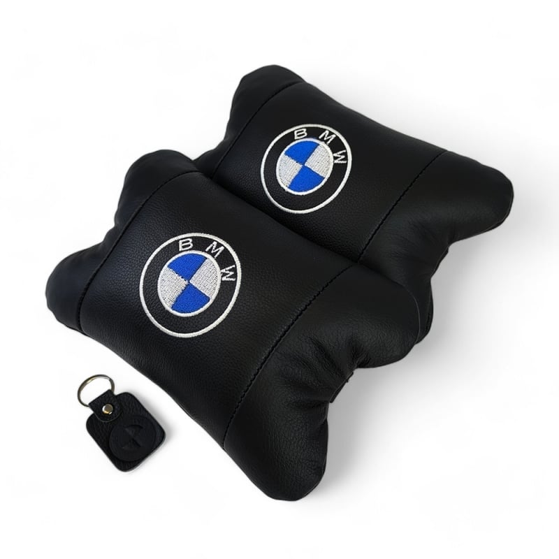 Подушка автомобильная BMW 7482 на подголовнике кожа 2 шт. Black (36226874)
