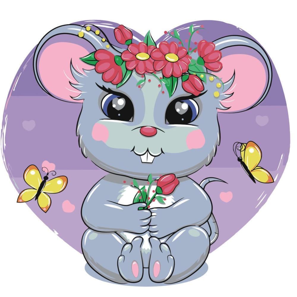 Картина по номерам Strateg Премиум Мышонок с лаком 30х30 см (ES109)