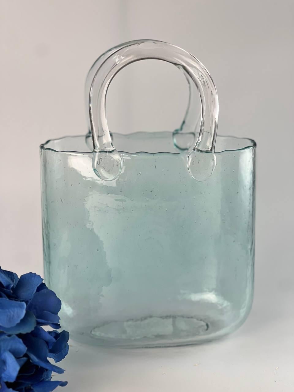 Ваза велика Сумка блакитна 28x19 см Прозорий (102-1820)