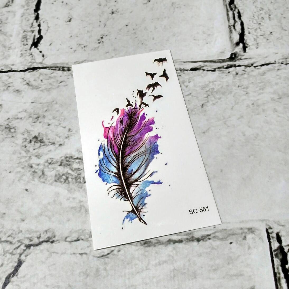 Тату временное Перо лист 6x10.5 см (SQ-551)