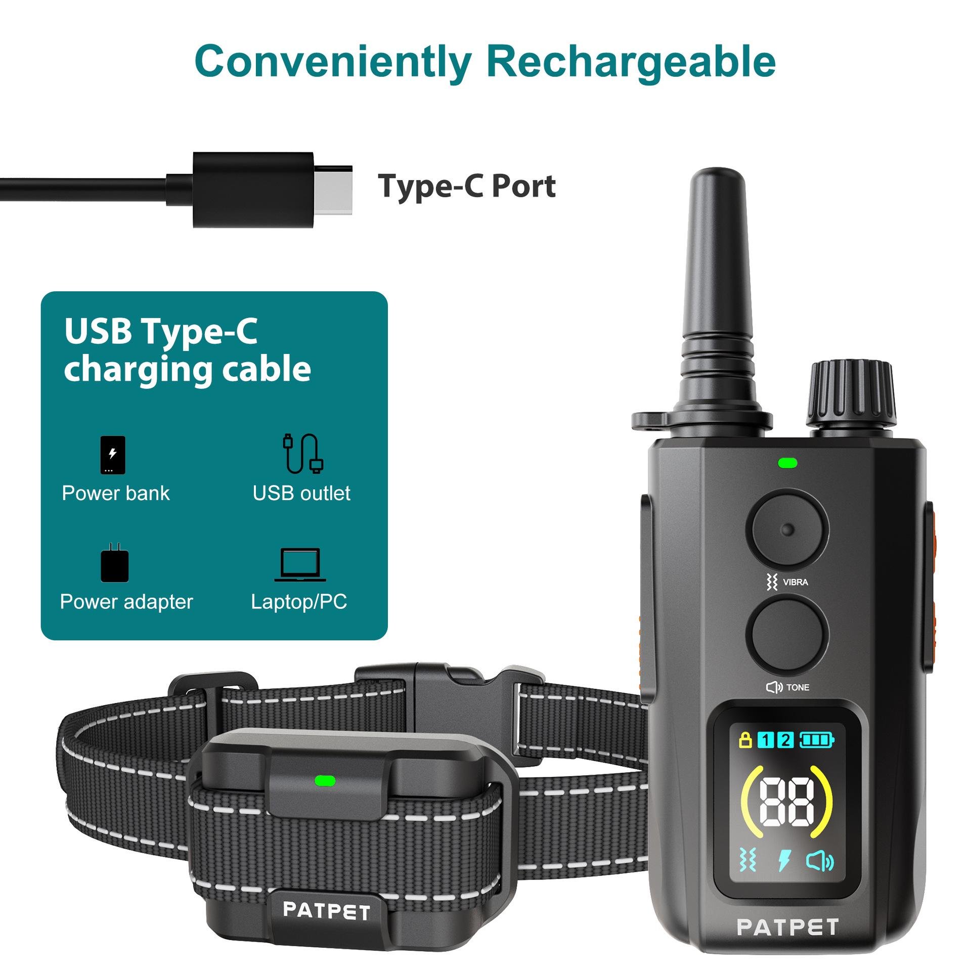 Ошейник для дрессировки собак PatPet 643 с пультом/водонепроницаемый - фото 4 Ошейник для дрессировки собак PatPet 643 с пультом/водонепроницаемый - фото 4