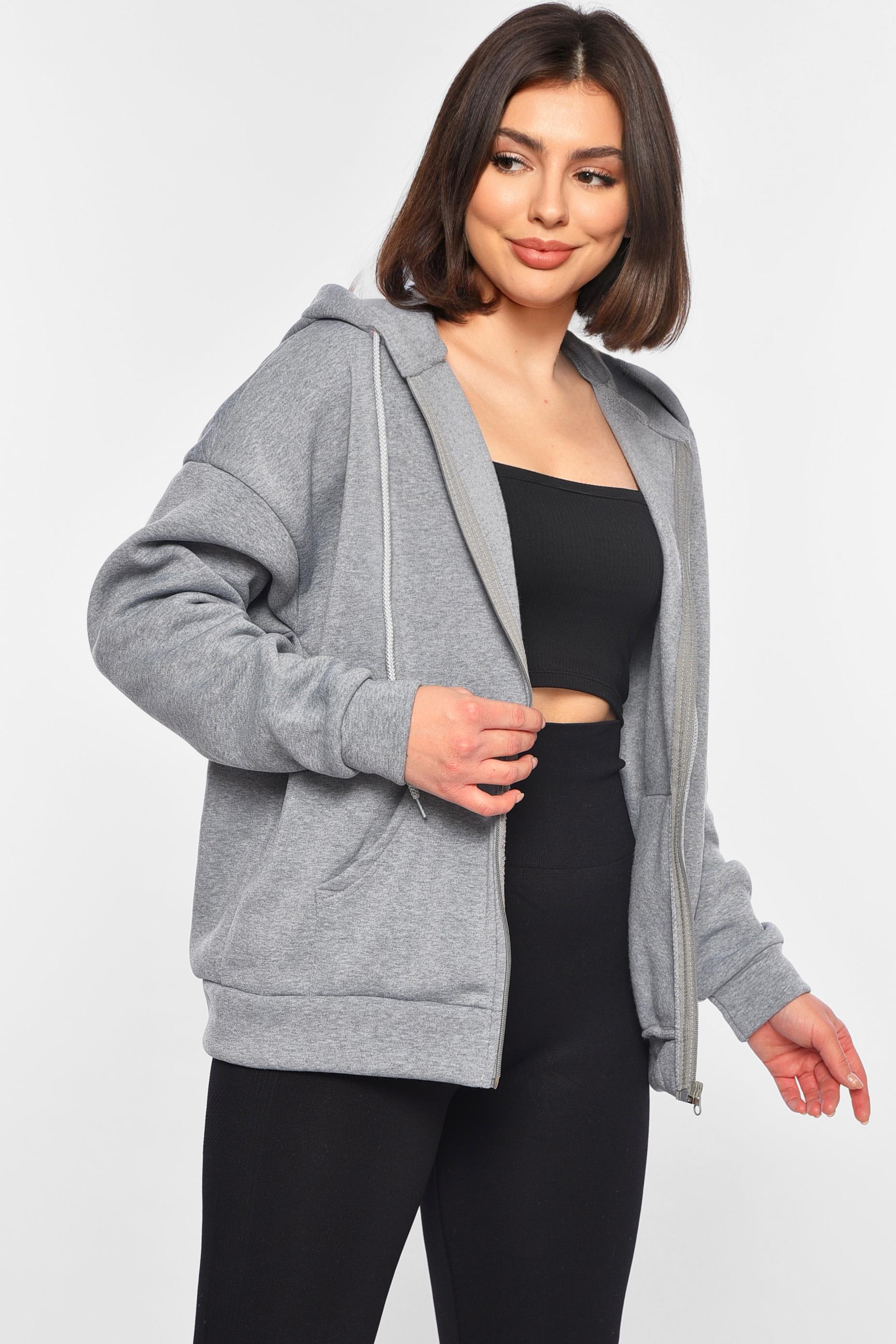 Кофта спортивна жіноча на флісі XL/2XL/3XL Сірий (169265) - фото 2 Кофта спортивна жіноча на флісі XL/2XL/3XL Сірий (169265) - фото 2