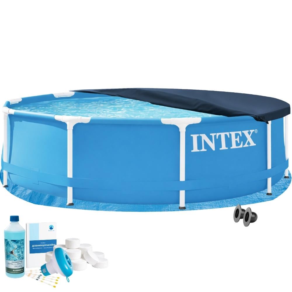Бассейн каркасный круглый Intex 28200-5в1 Metal Frame тент/подстилка/химия 305х76 см Голубой (147-9-#2026_28200-5)