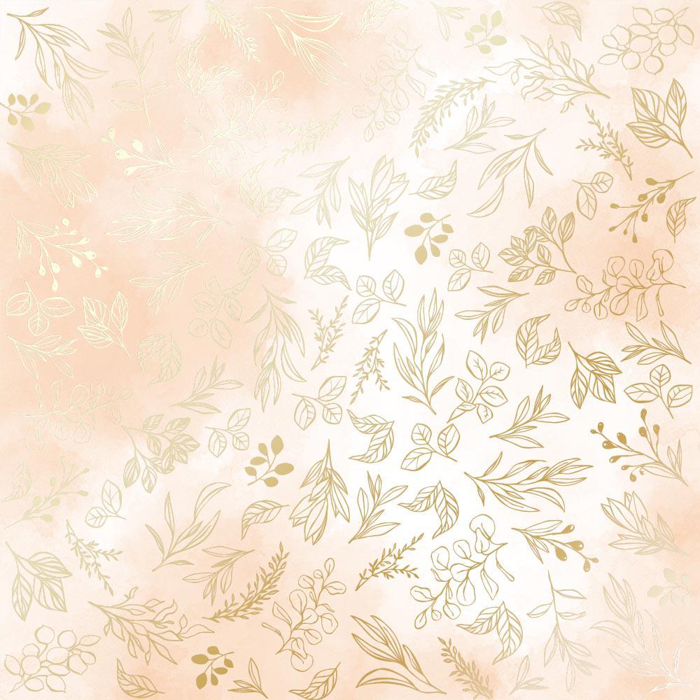 Лист бумаги односторонний Golden Branches с фольгированием 30,5х30,5 см Beige/Watercolor