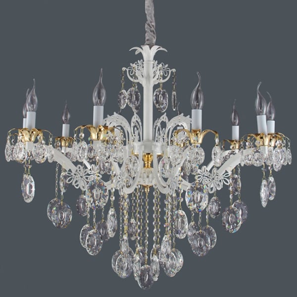 Люстра классическая Flora с кристаллами 10 свечей Белый (KC010/10 (white)