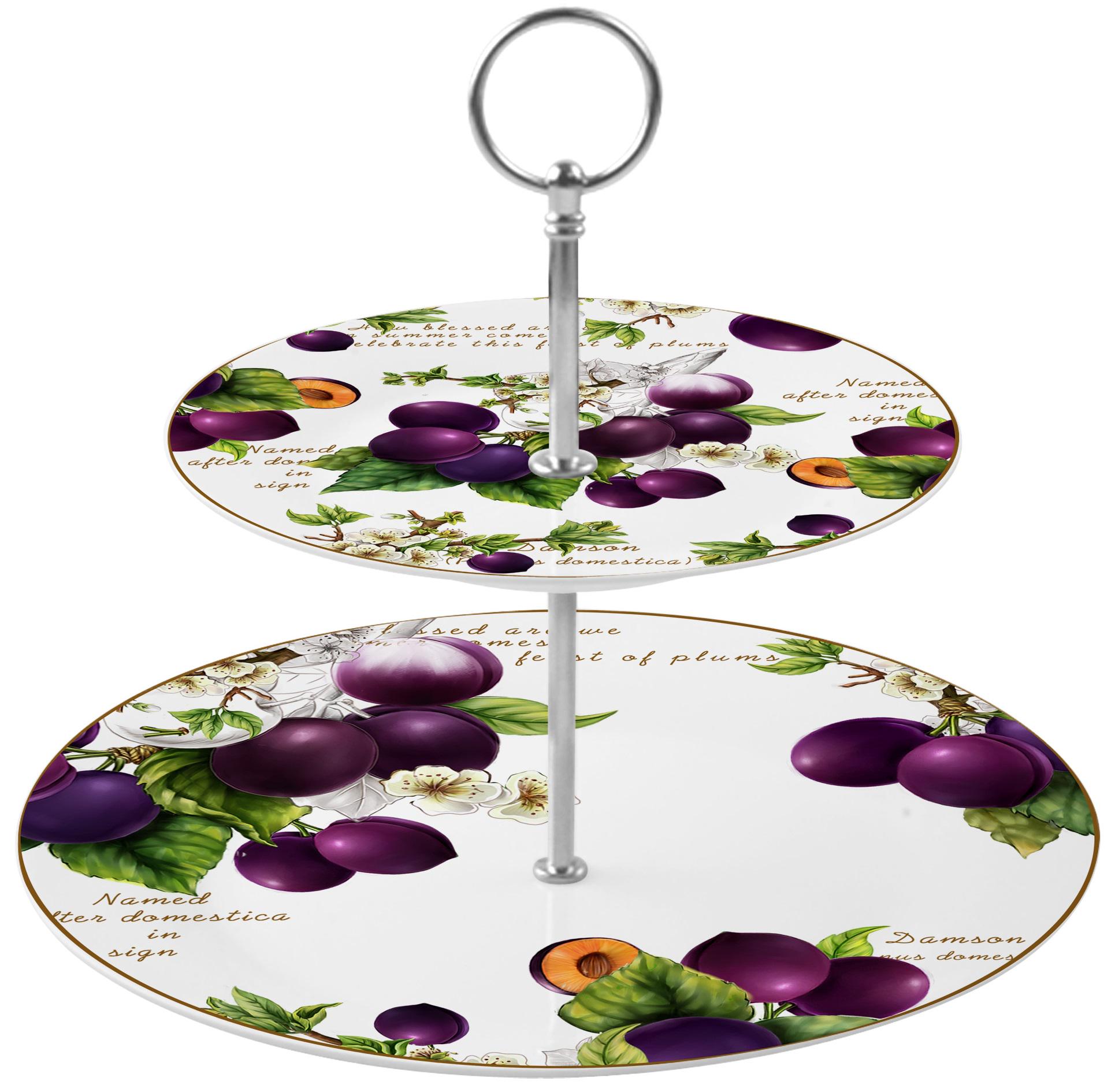 Фруктовница Limited Edition Prunus двухъярусная фарфоровая 26/19 см (19-560)