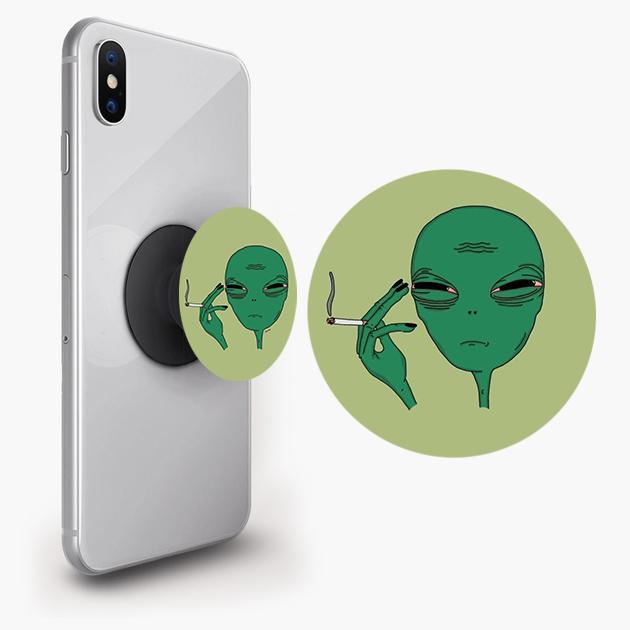 Попсокет для телефону PopSockets Прибулець курить сигарету Чорний (pop98) - фото 3